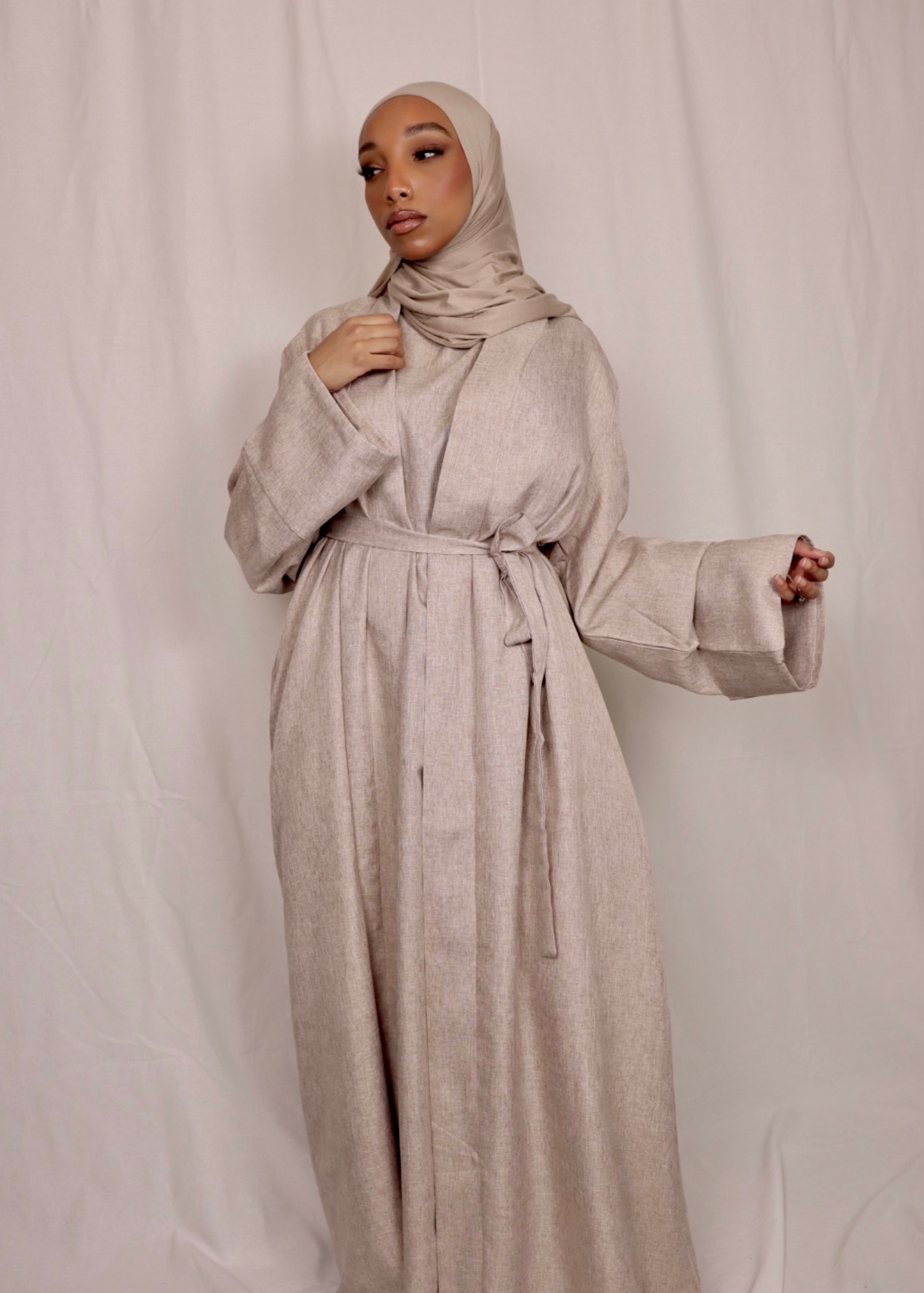 BEIGE - Medina Open Abaya