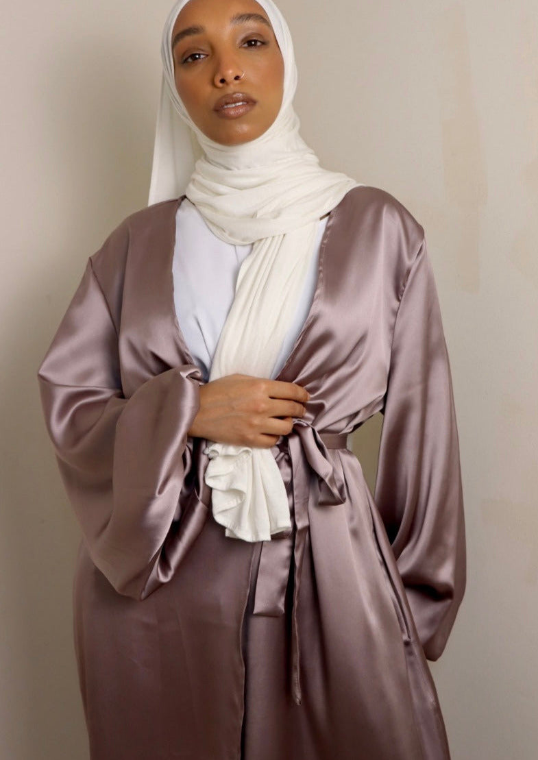 satin open abaya sale