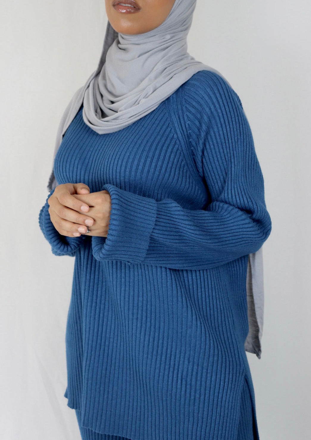 BLUE HAZE RIBBED LOUNG WEAR SET