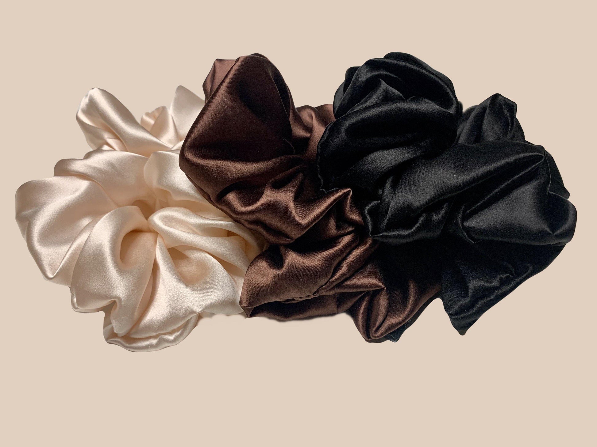 soft pink mulberry silk volumizing scrunchies