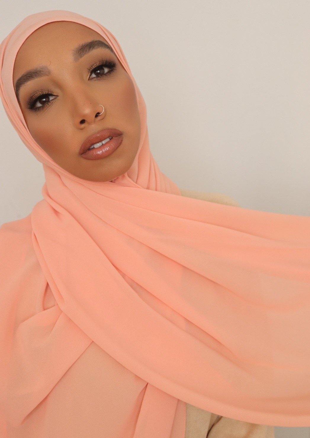 misty coral everyday luxury chiffon hijab