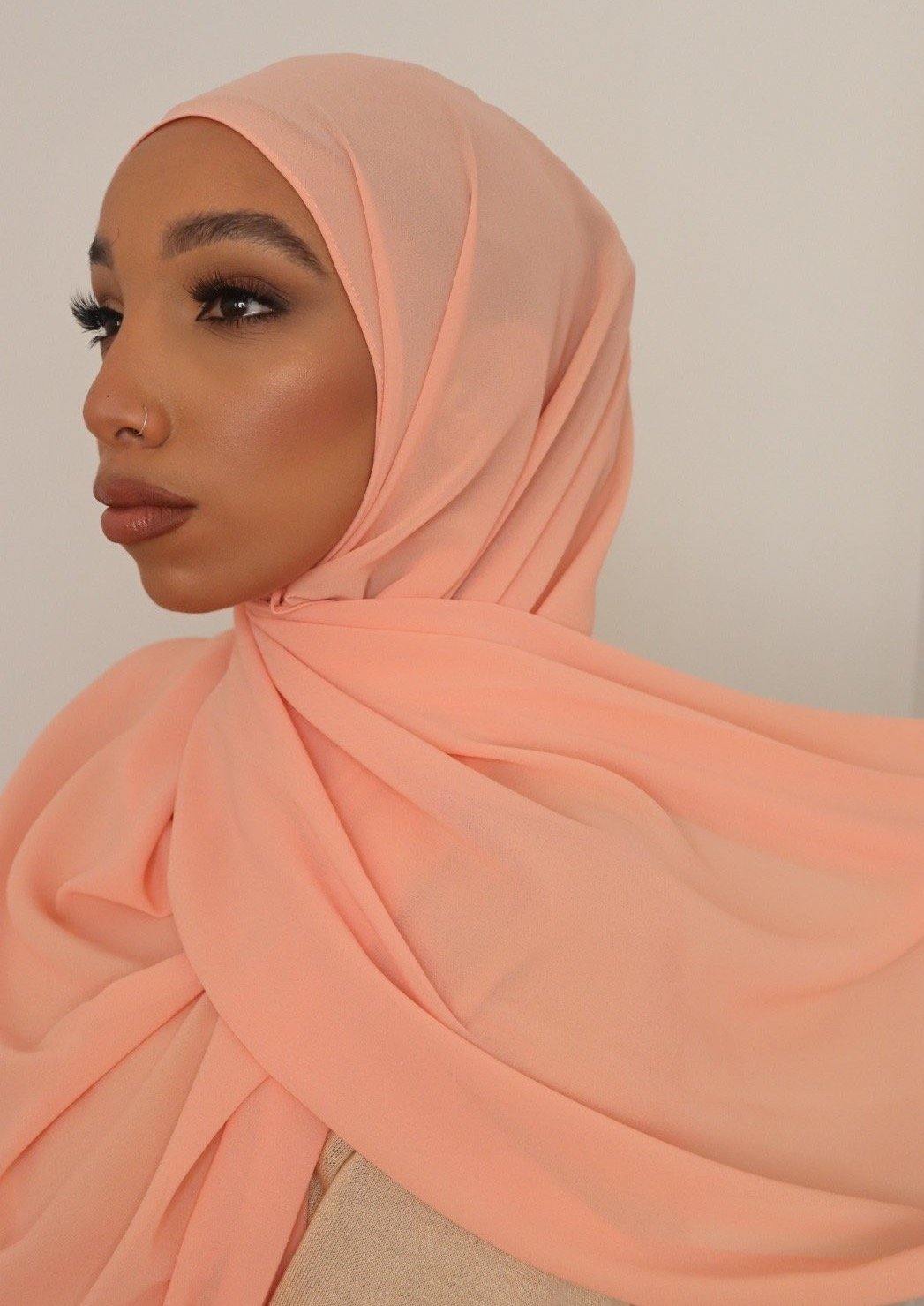 misty coral everyday luxury chiffon hijab