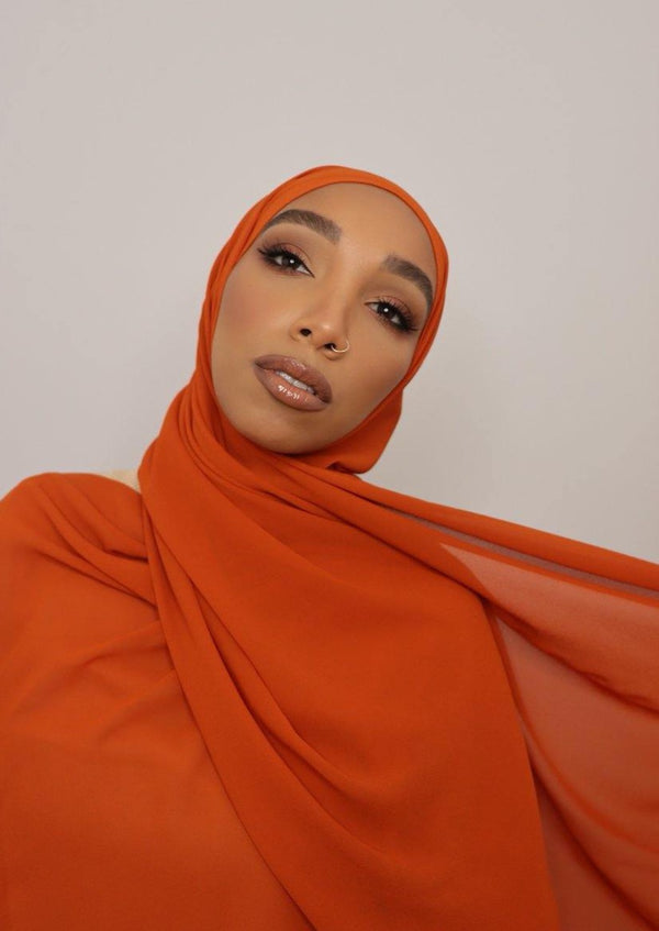 burnt orange everyday luxury chiffon hijab