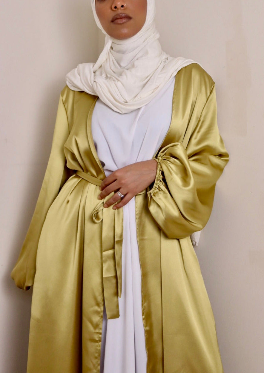 satin open abaya