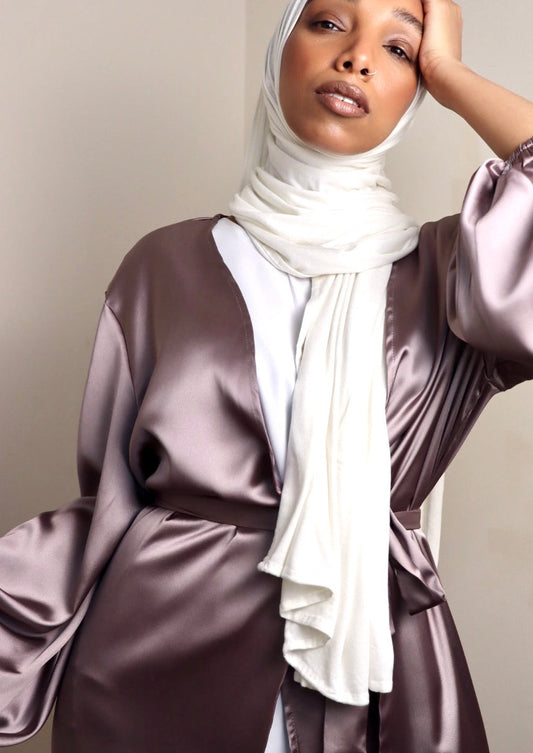 satin open abaya sale