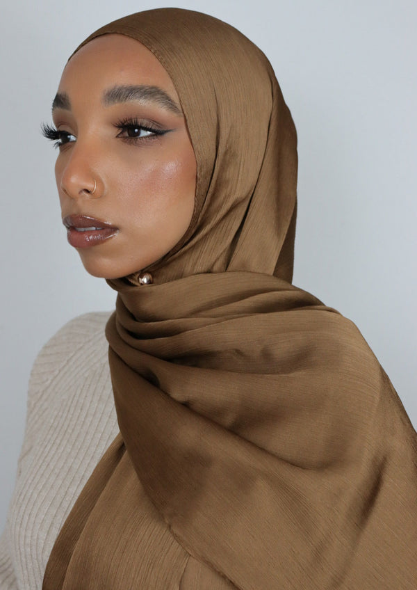 bark textured satin hijab