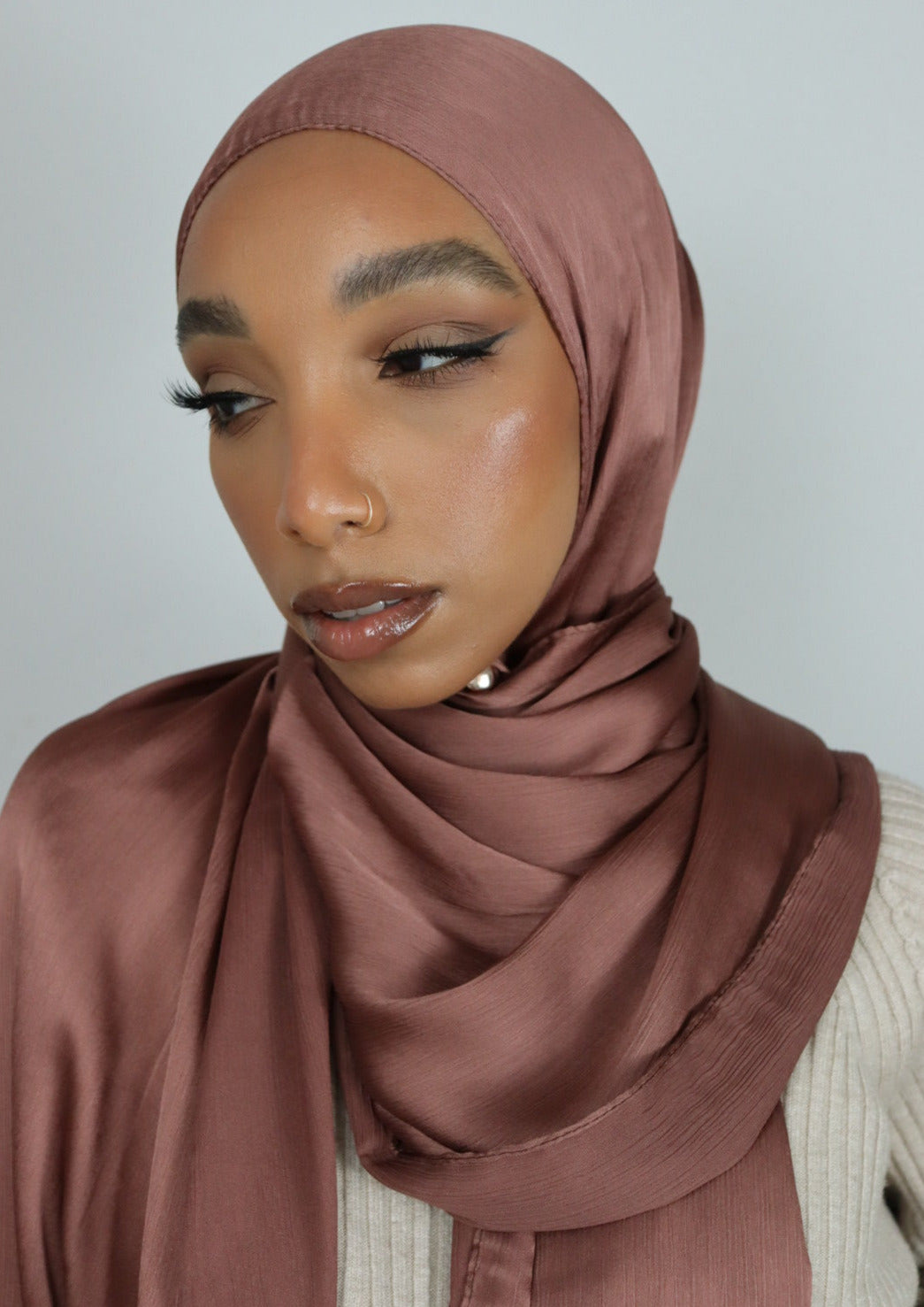 wine textured satin hijab