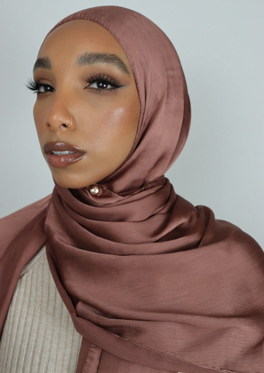 wine textured satin hijab