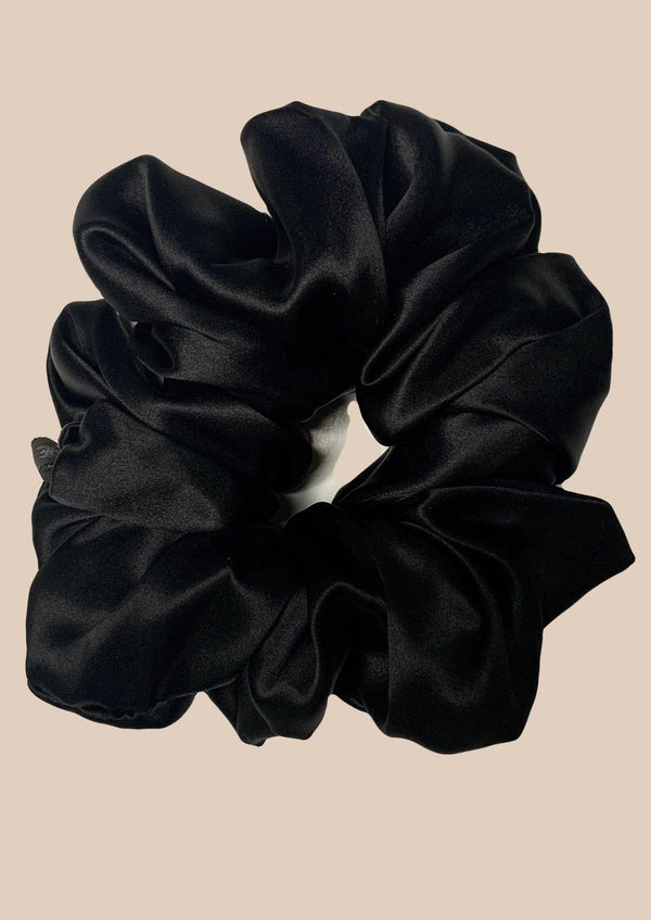 black mulberry silk volumizing scrunchies