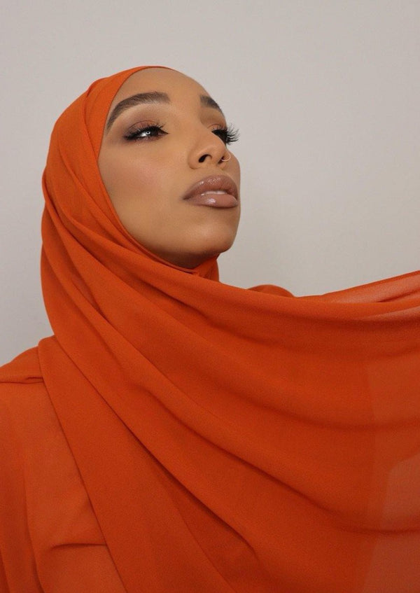 burnt orange everyday luxury chiffon hijab