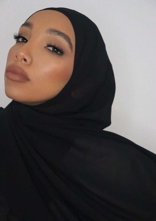 black luxury chiffon hijab
